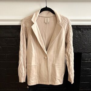 Mixed Suede Cable Knit Blazer